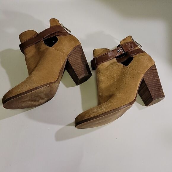 Guess Brown Suede Cutout Heeled Booties Size 7 - Picture 2 of 10